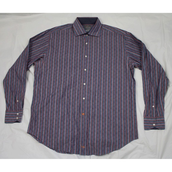 Thomas Dean Mens Long Sleeve‎ Button Front Flip Cuff Shirt Size XL - Picture 5 of 11